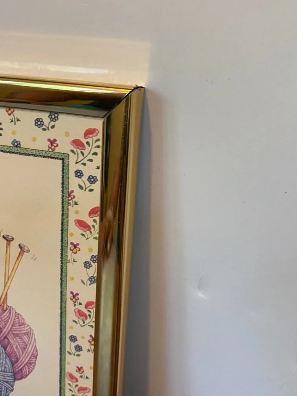 Vintage Crochet Knitting Squirrel Lisa Blowers Print Gold Frame Illustration